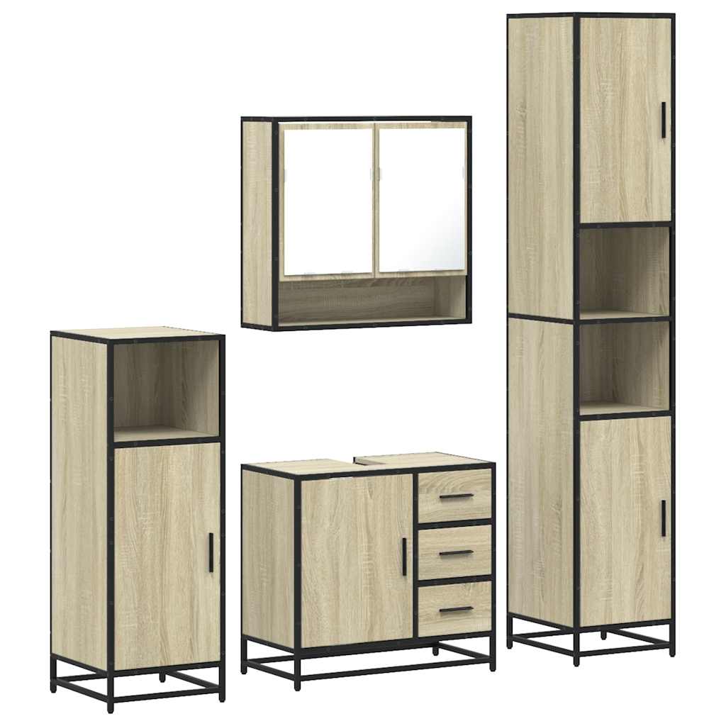 4Â Piece Bathroom Furniture SetÂ Sonoma Oak Engineered Wood