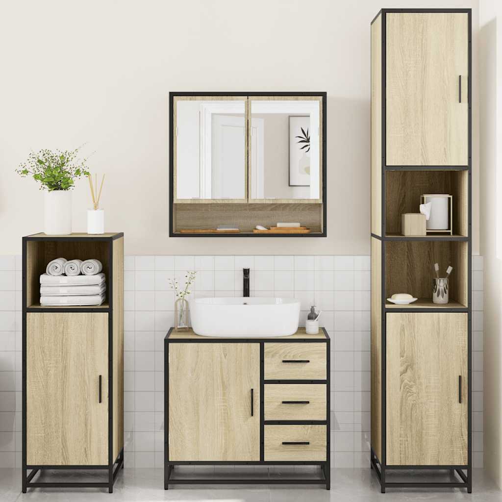 4Â Piece Bathroom Furniture SetÂ Sonoma Oak Engineered Wood