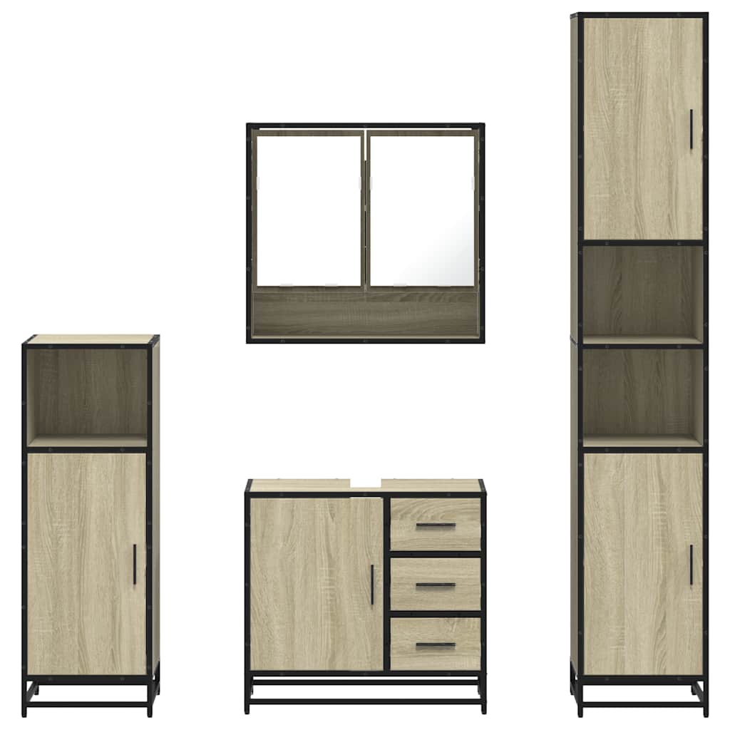4Â Piece Bathroom Furniture SetÂ Sonoma Oak Engineered Wood
