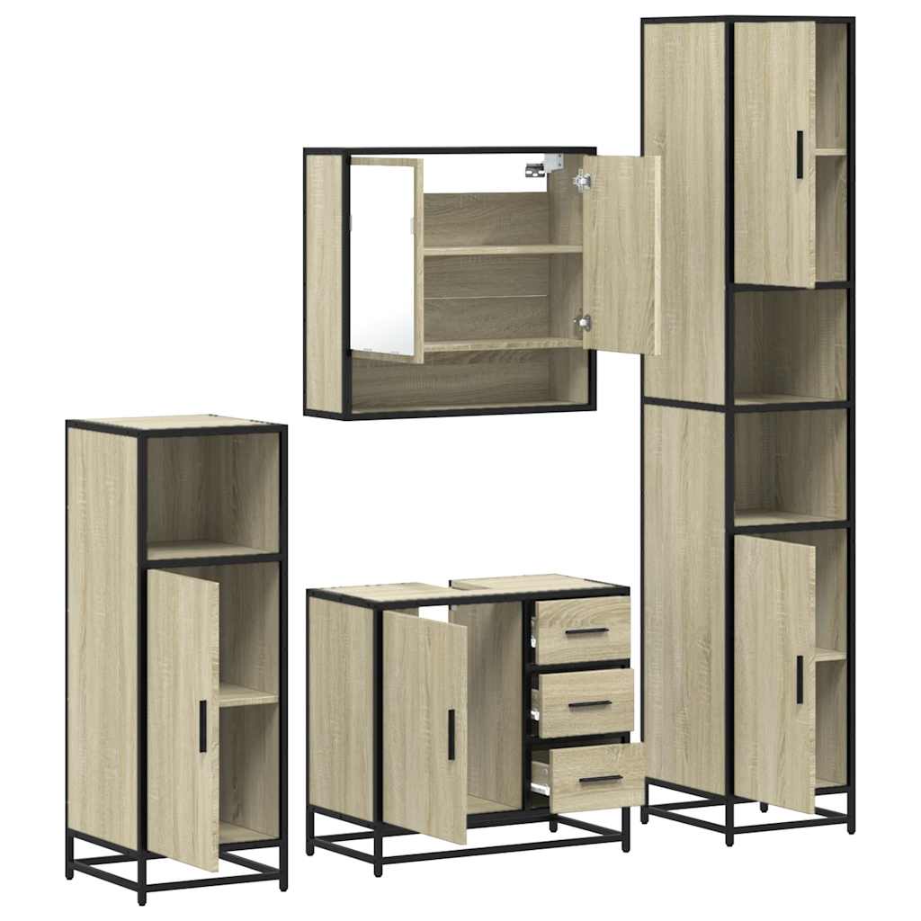 4Â Piece Bathroom Furniture SetÂ Sonoma Oak Engineered Wood