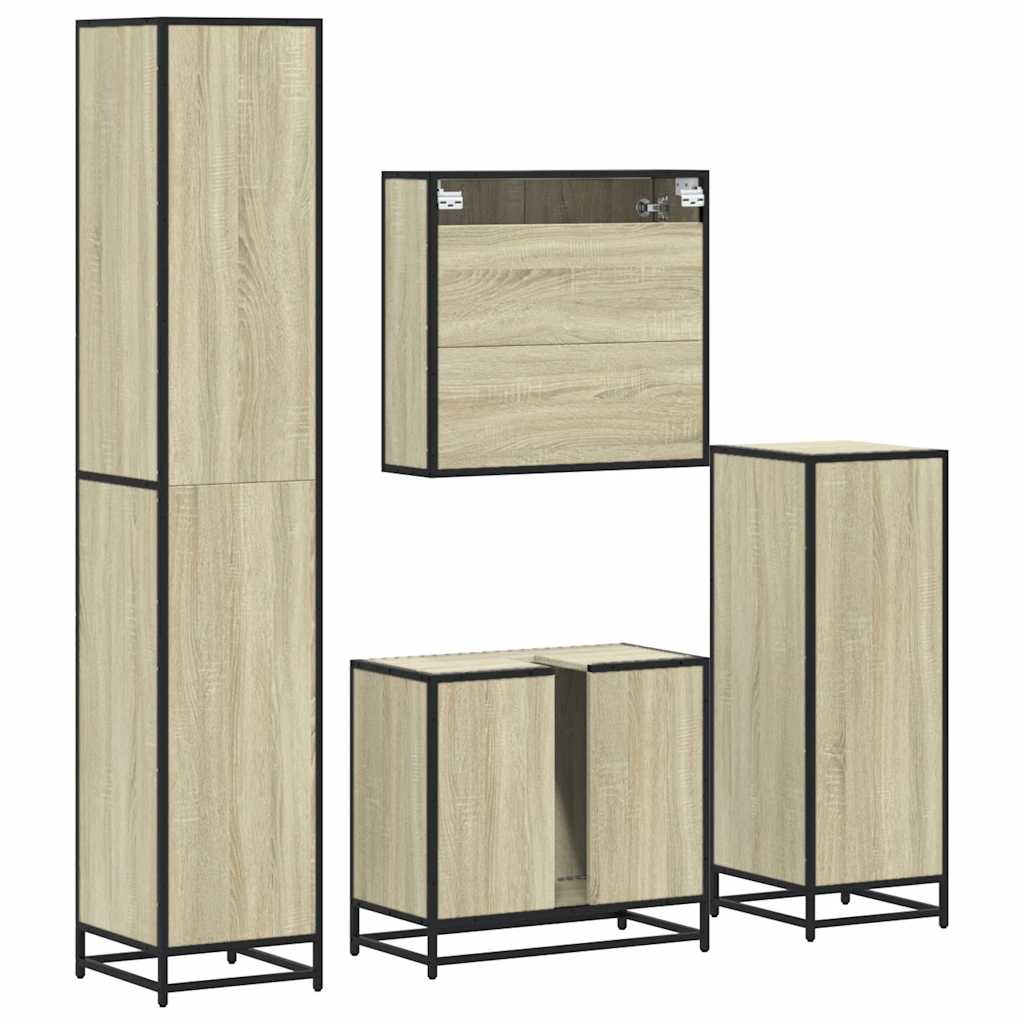 4Â Piece Bathroom Furniture SetÂ Sonoma Oak Engineered Wood