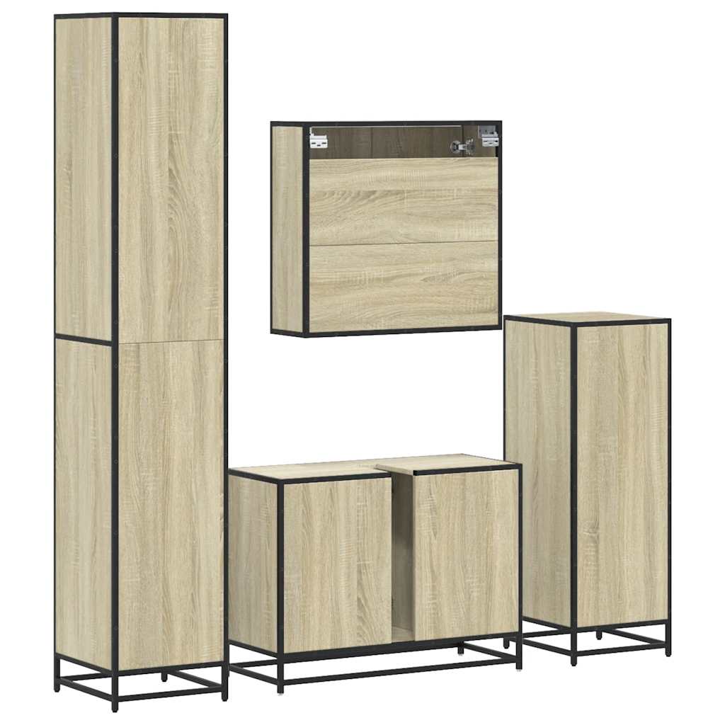 4Â Piece Bathroom Furniture SetÂ Sonoma Oak Engineered Wood