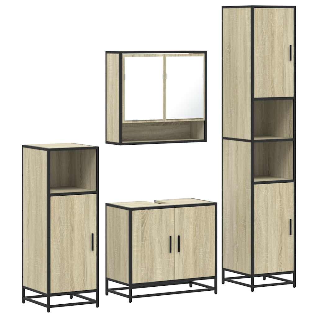 4Â Piece Bathroom Furniture SetÂ Sonoma Oak Engineered Wood