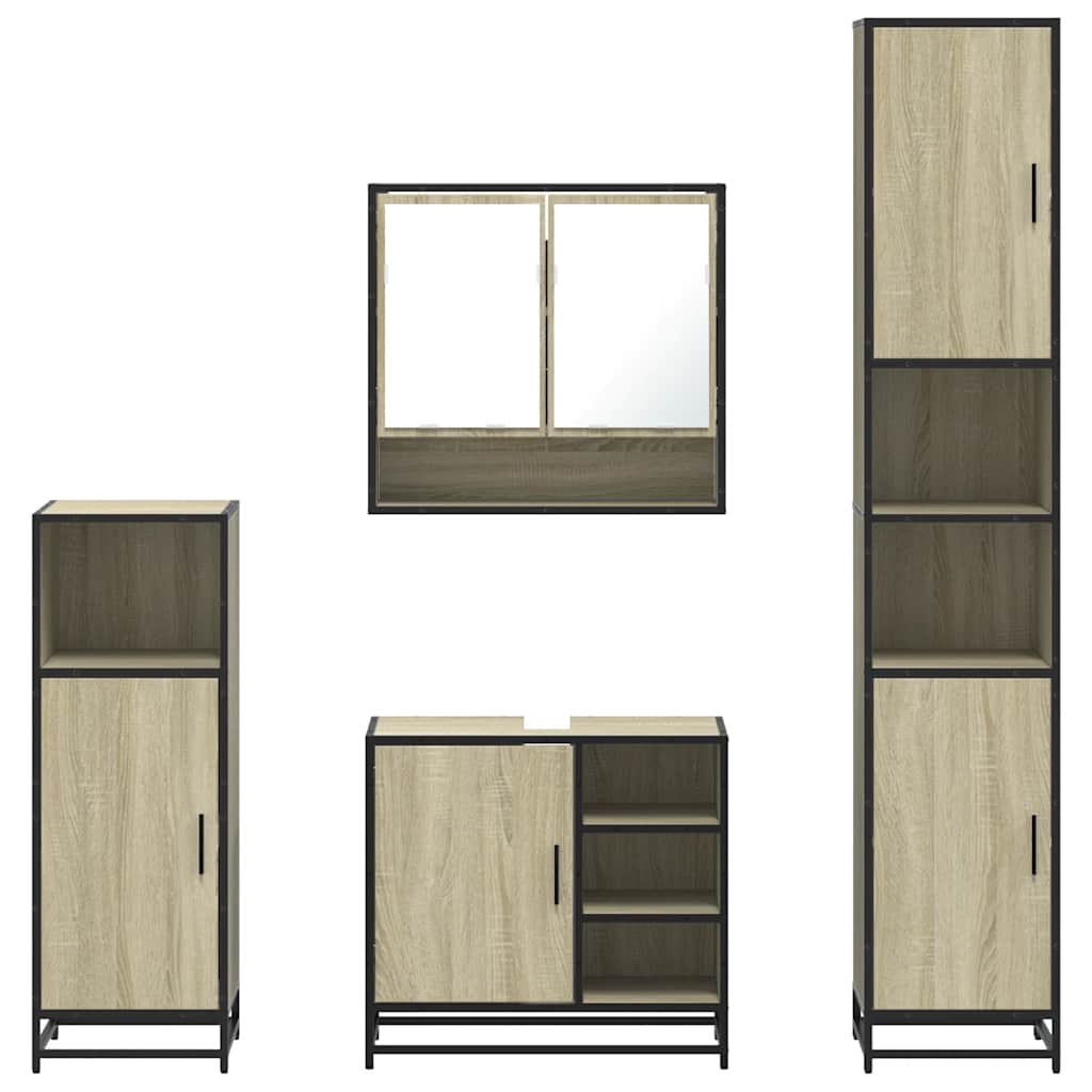 4Â Piece Bathroom Furniture SetÂ Sonoma Oak Engineered Wood
