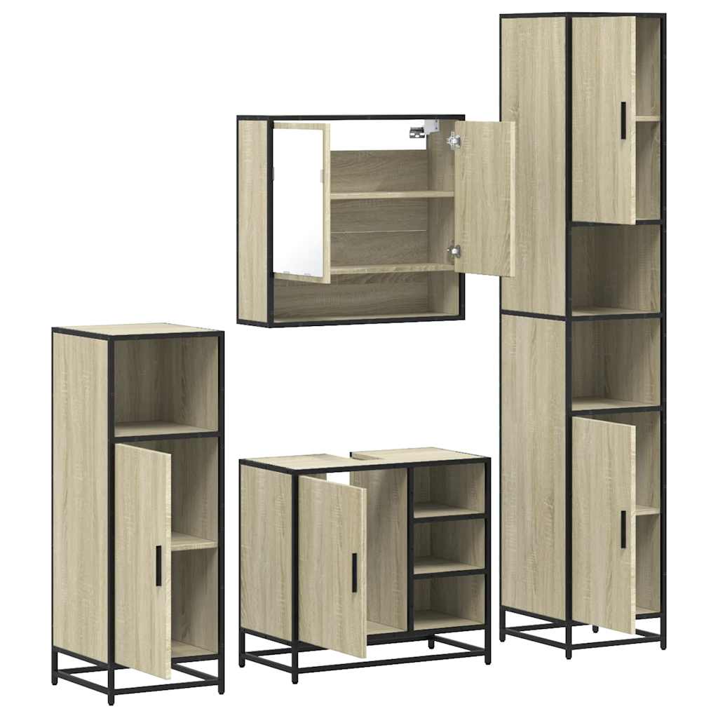 4Â Piece Bathroom Furniture SetÂ Sonoma Oak Engineered Wood