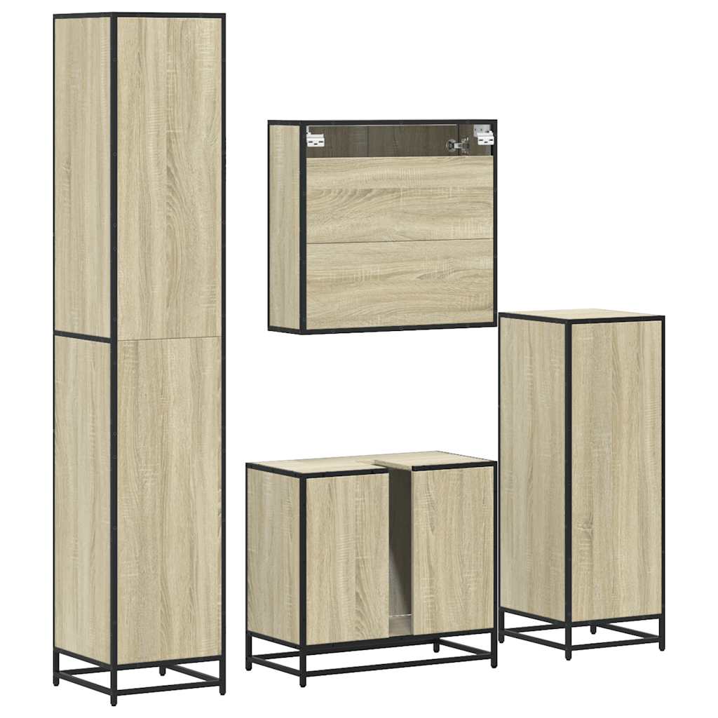 4Â Piece Bathroom Furniture SetÂ Sonoma Oak Engineered Wood