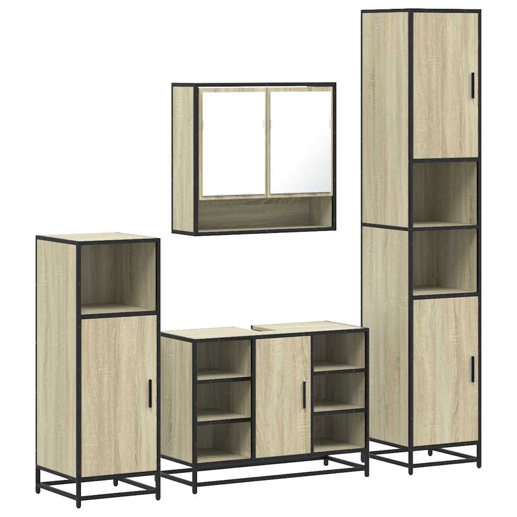 4Â Piece Bathroom Furniture SetÂ Sonoma Oak Engineered Wood