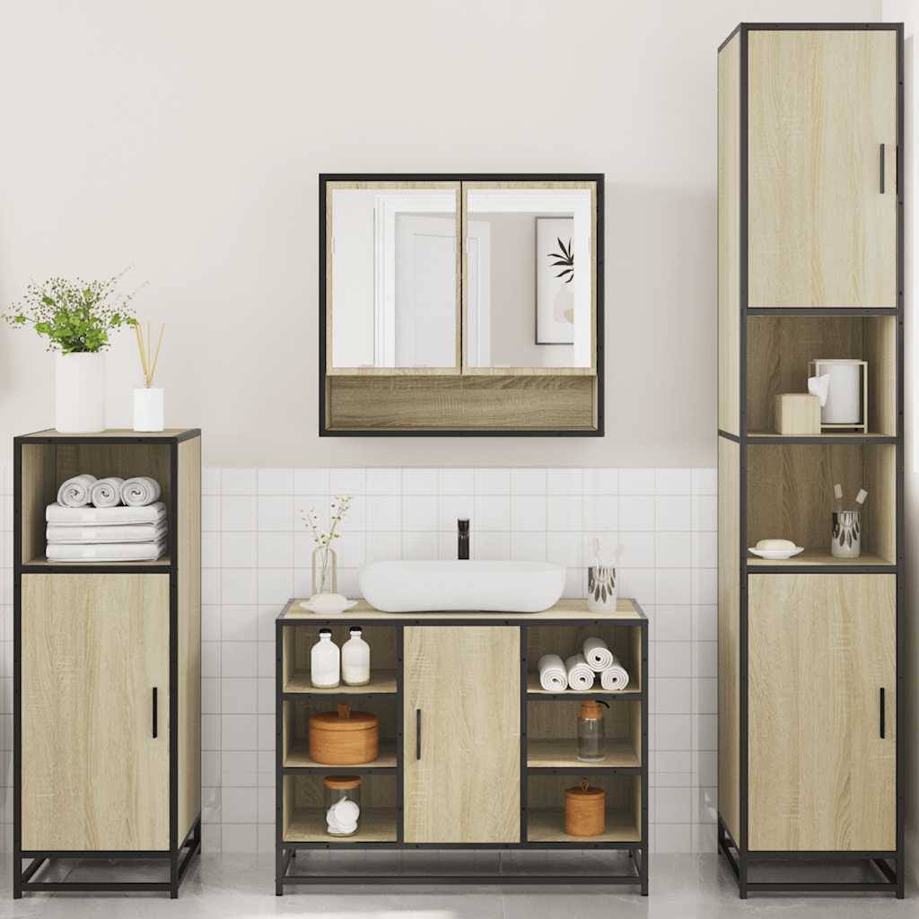 4Â Piece Bathroom Furniture SetÂ Sonoma Oak Engineered Wood