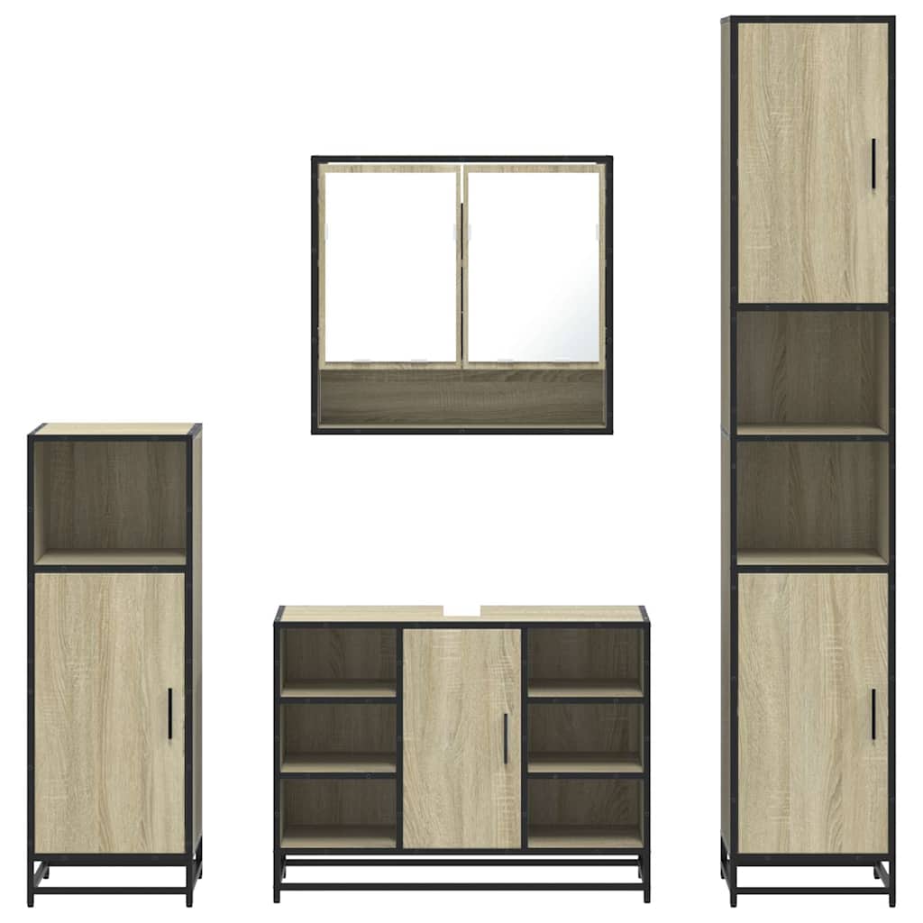 4Â Piece Bathroom Furniture SetÂ Sonoma Oak Engineered Wood