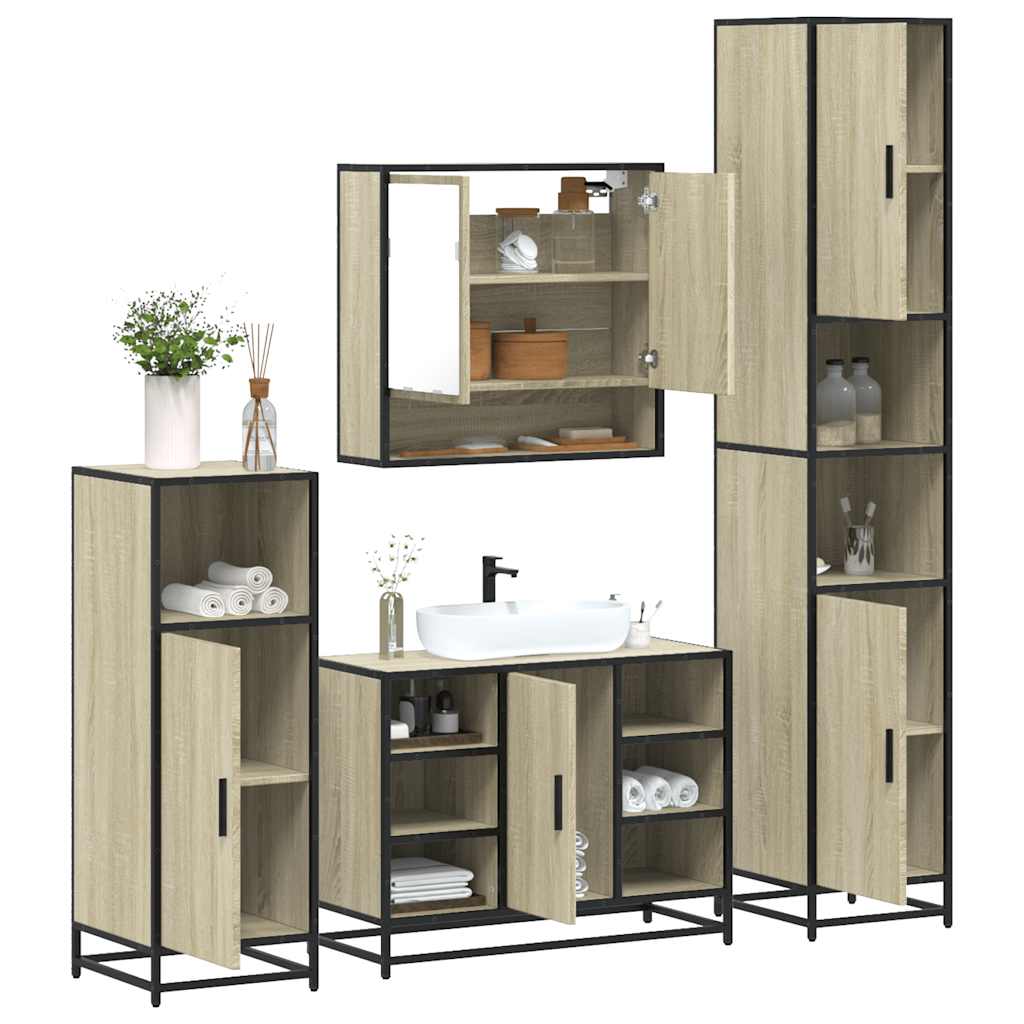 4Â Piece Bathroom Furniture SetÂ Sonoma Oak Engineered Wood