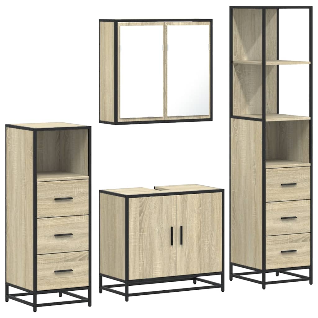 4Â Piece Bathroom Furniture SetÂ Sonoma Oak Engineered Wood