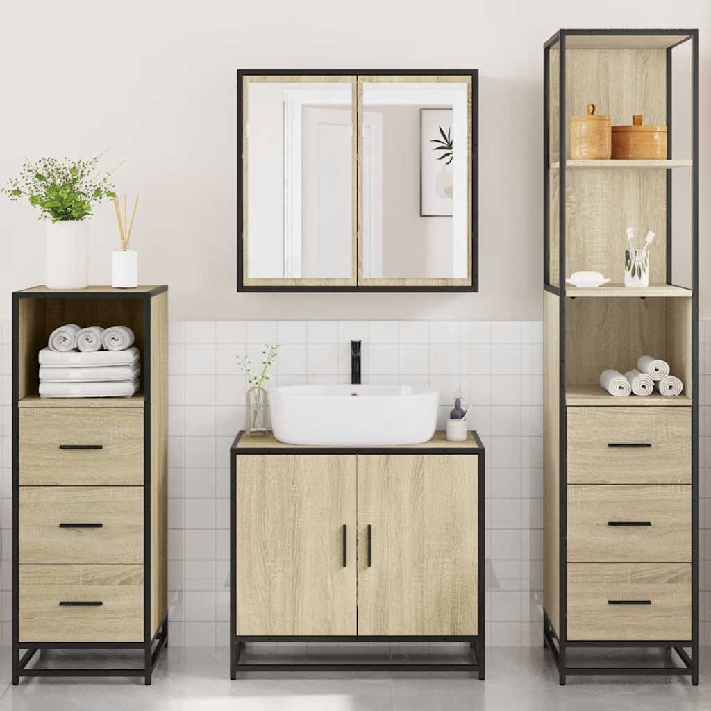 4Â Piece Bathroom Furniture SetÂ Sonoma Oak Engineered Wood