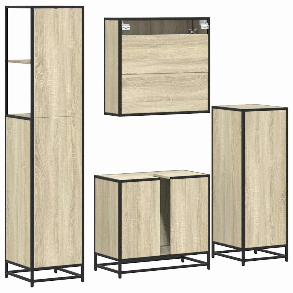 4Â Piece Bathroom Furniture SetÂ Sonoma Oak Engineered Wood