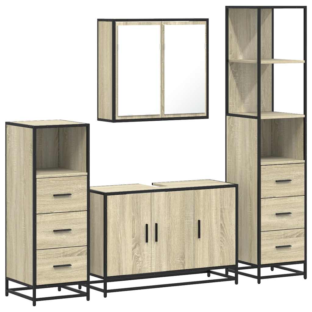 4Â Piece Bathroom Furniture SetÂ Sonoma Oak Engineered Wood
