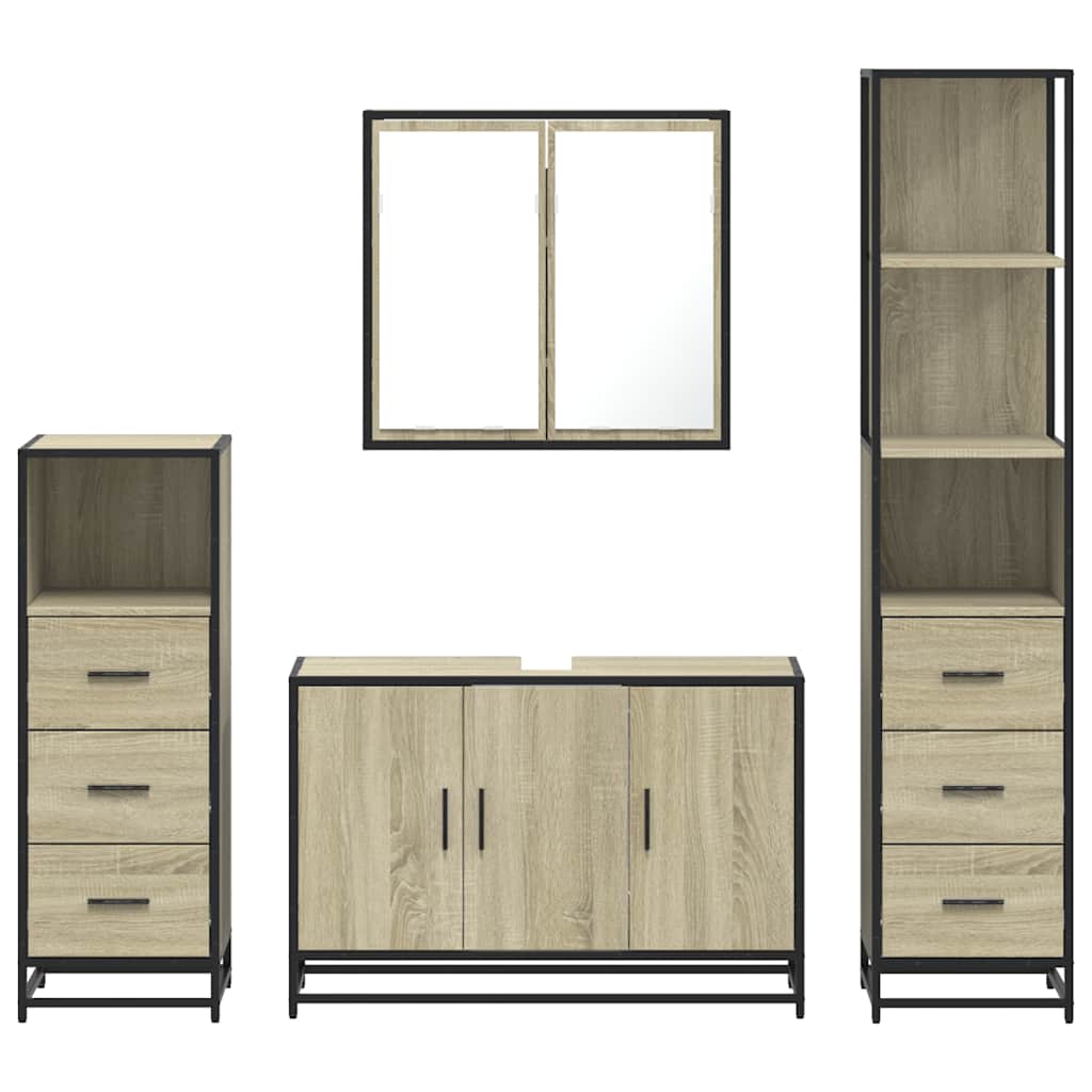 4Â Piece Bathroom Furniture SetÂ Sonoma Oak Engineered Wood