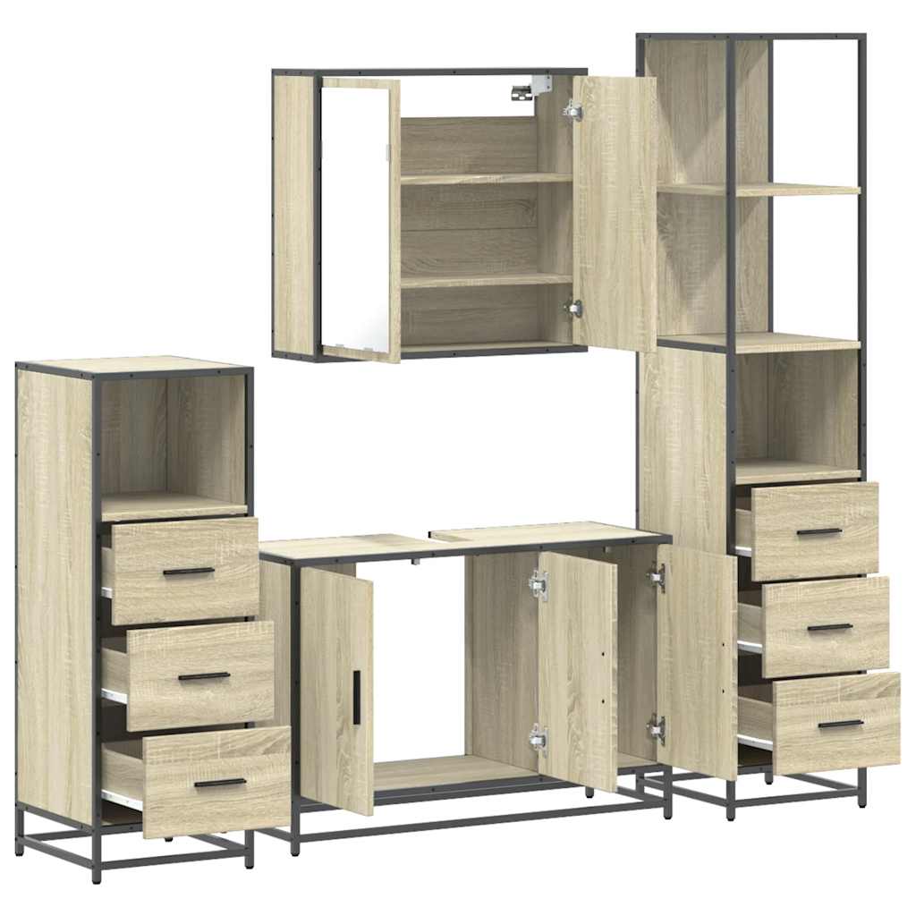 4Â Piece Bathroom Furniture SetÂ Sonoma Oak Engineered Wood