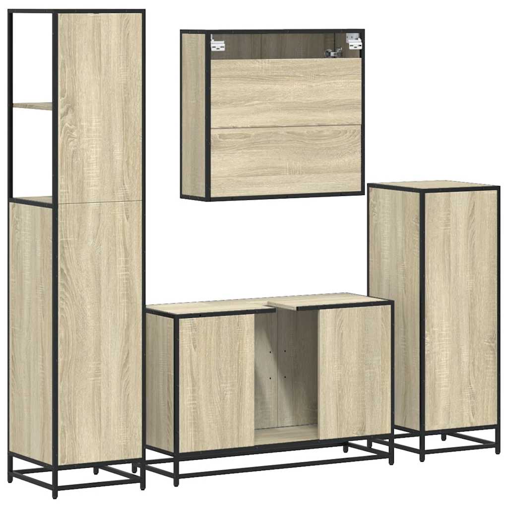 4Â Piece Bathroom Furniture SetÂ Sonoma Oak Engineered Wood