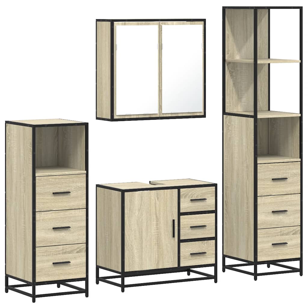 4Â Piece Bathroom Furniture SetÂ Sonoma Oak Engineered Wood
