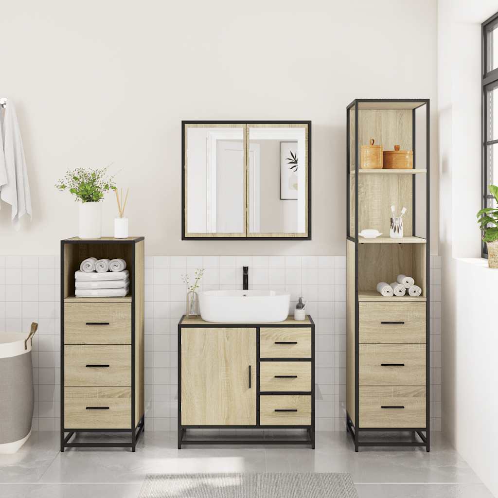 4Â Piece Bathroom Furniture SetÂ Sonoma Oak Engineered Wood