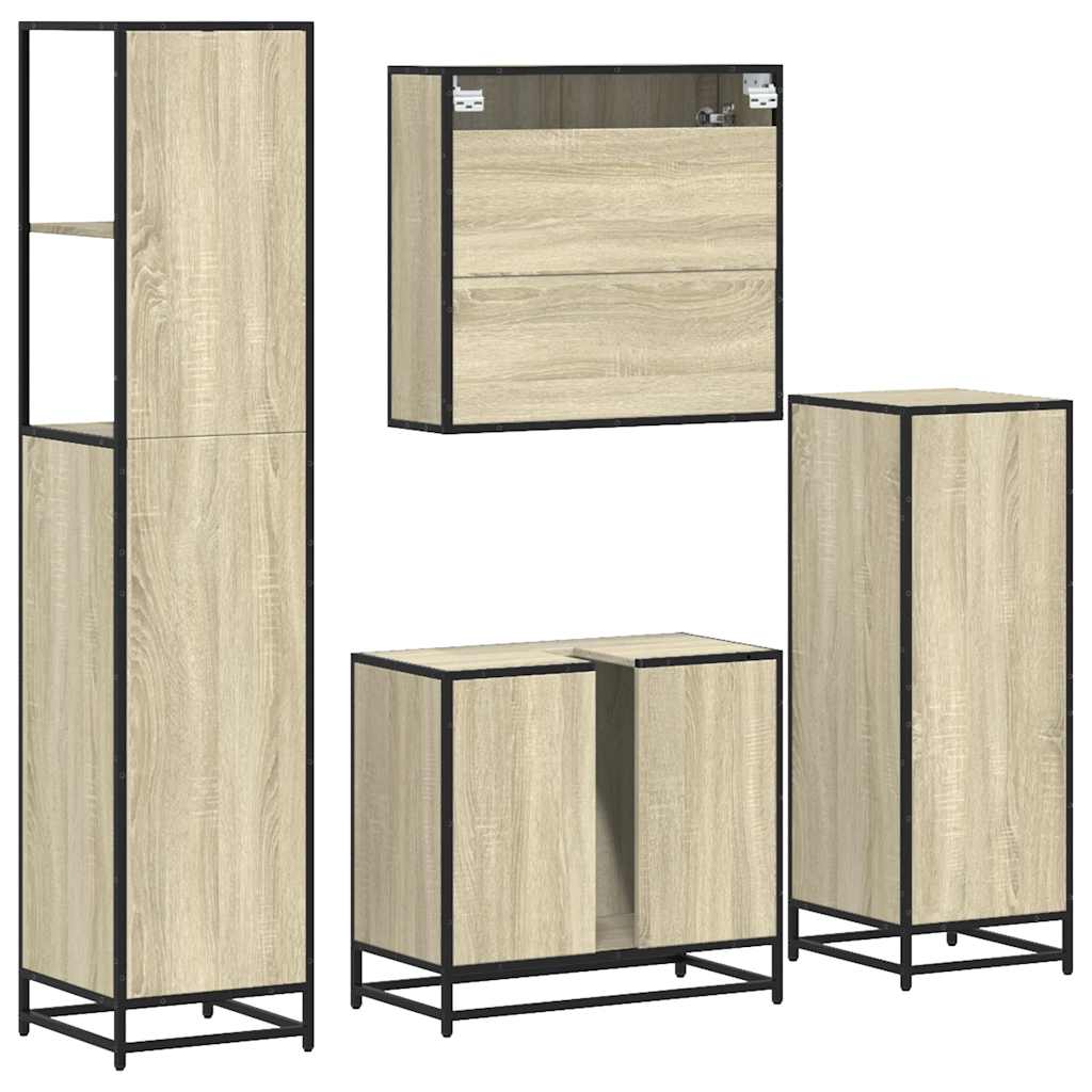 4Â Piece Bathroom Furniture SetÂ Sonoma Oak Engineered Wood