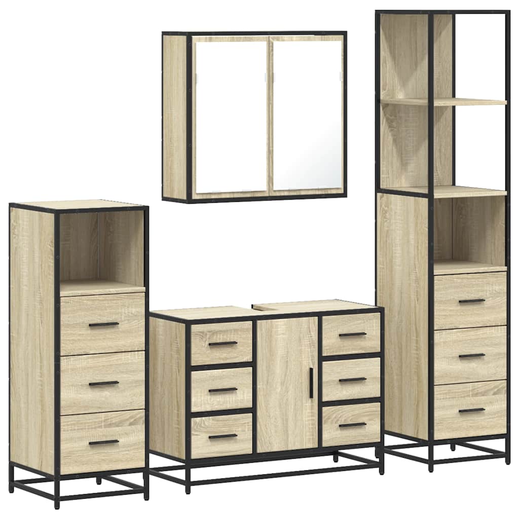 4Â Piece Bathroom Furniture SetÂ Sonoma Oak Engineered Wood