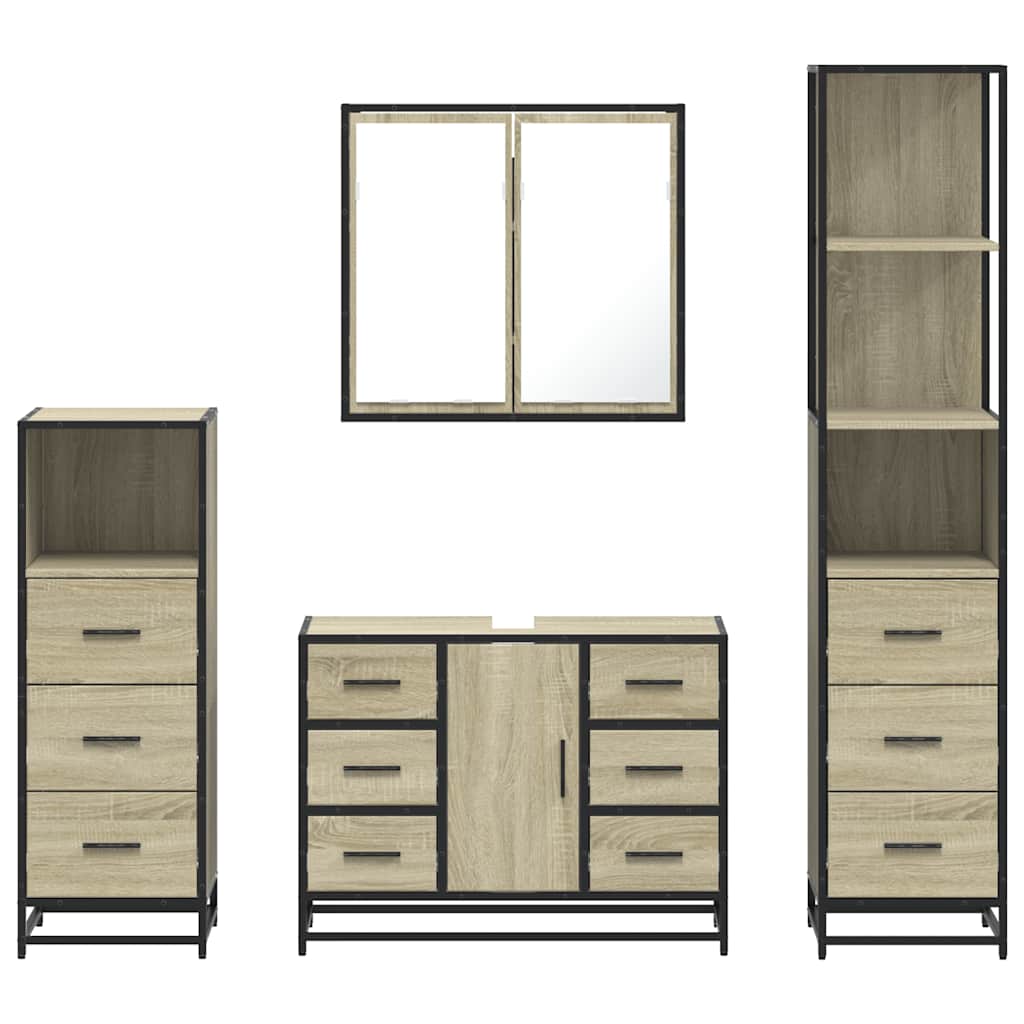 4Â Piece Bathroom Furniture SetÂ Sonoma Oak Engineered Wood