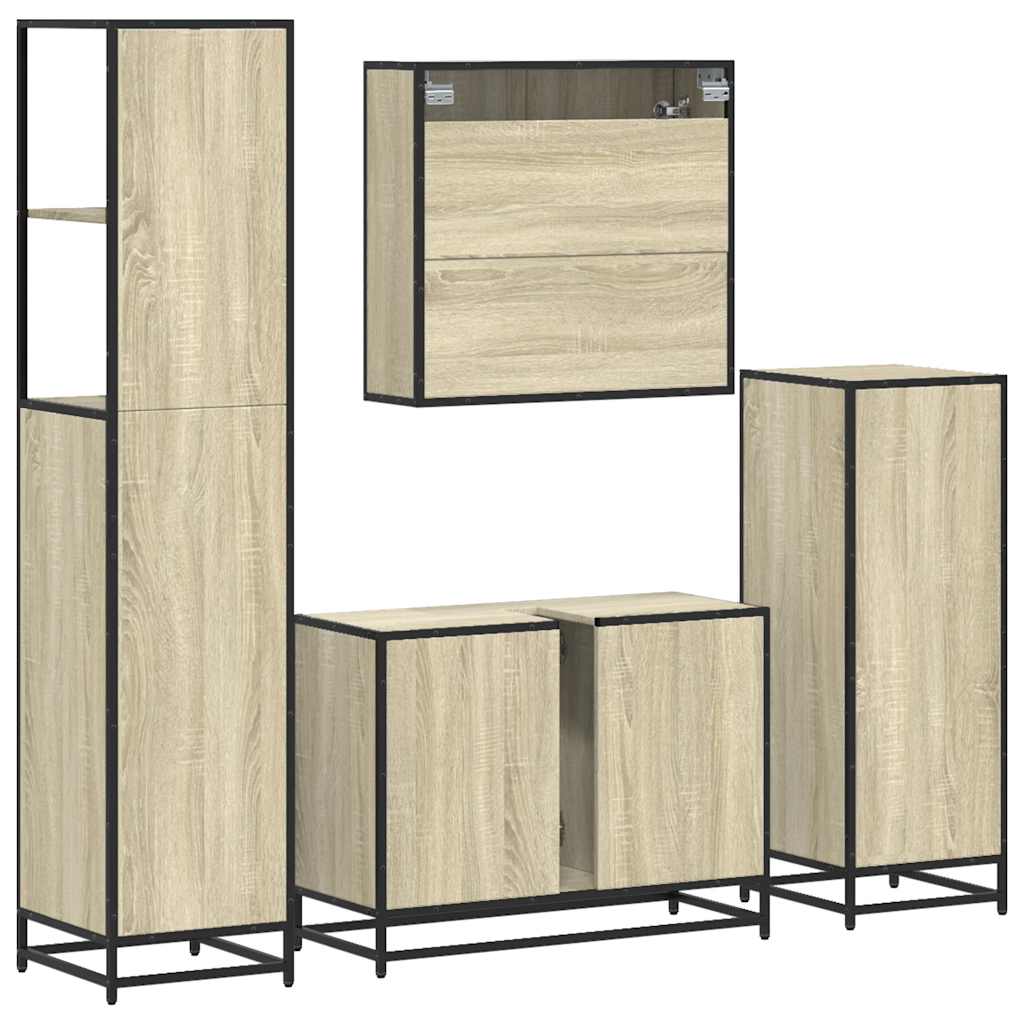 4Â Piece Bathroom Furniture SetÂ Sonoma Oak Engineered Wood