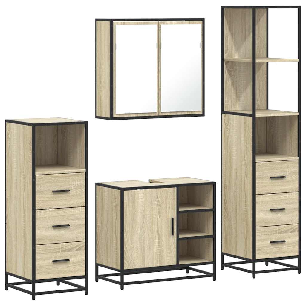 4Â Piece Bathroom Furniture SetÂ Sonoma Oak Engineered Wood