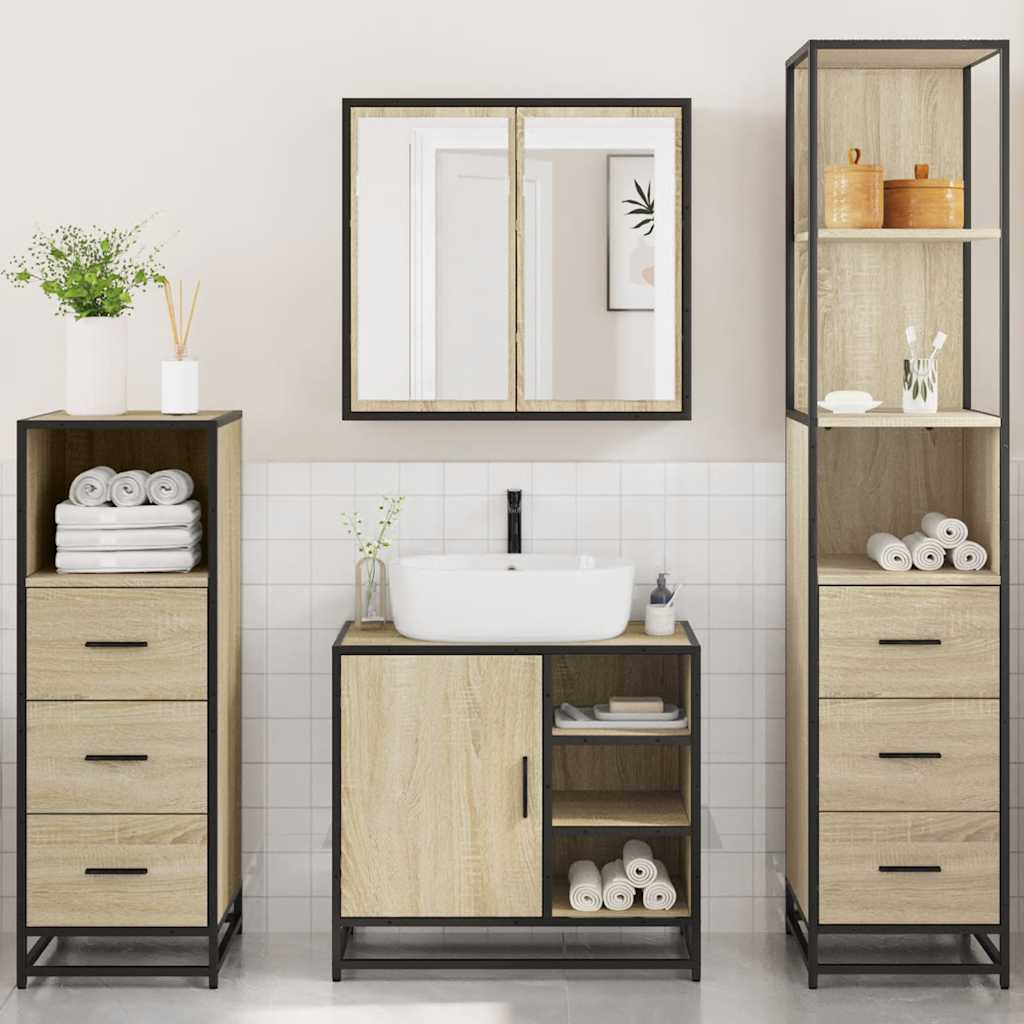 4Â Piece Bathroom Furniture SetÂ Sonoma Oak Engineered Wood