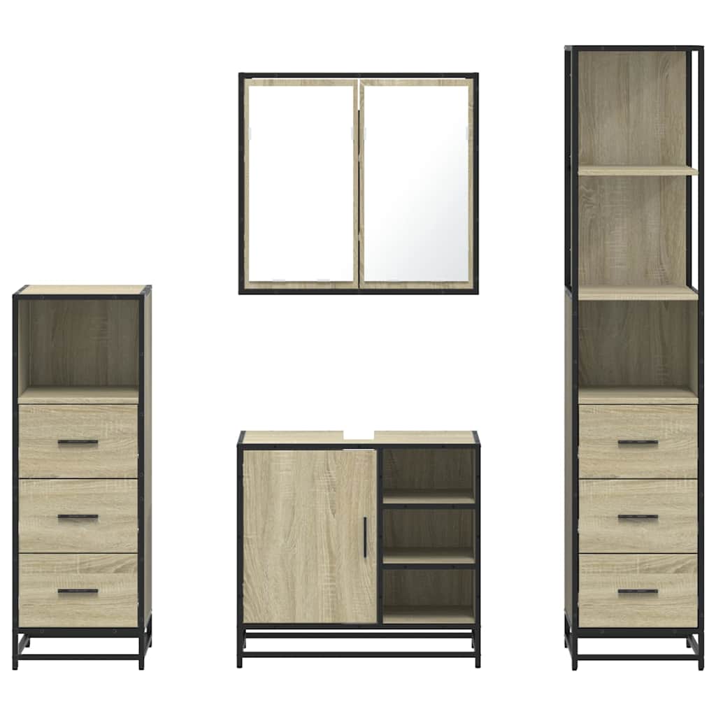 4Â Piece Bathroom Furniture SetÂ Sonoma Oak Engineered Wood