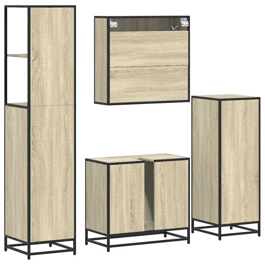 4Â Piece Bathroom Furniture SetÂ Sonoma Oak Engineered Wood