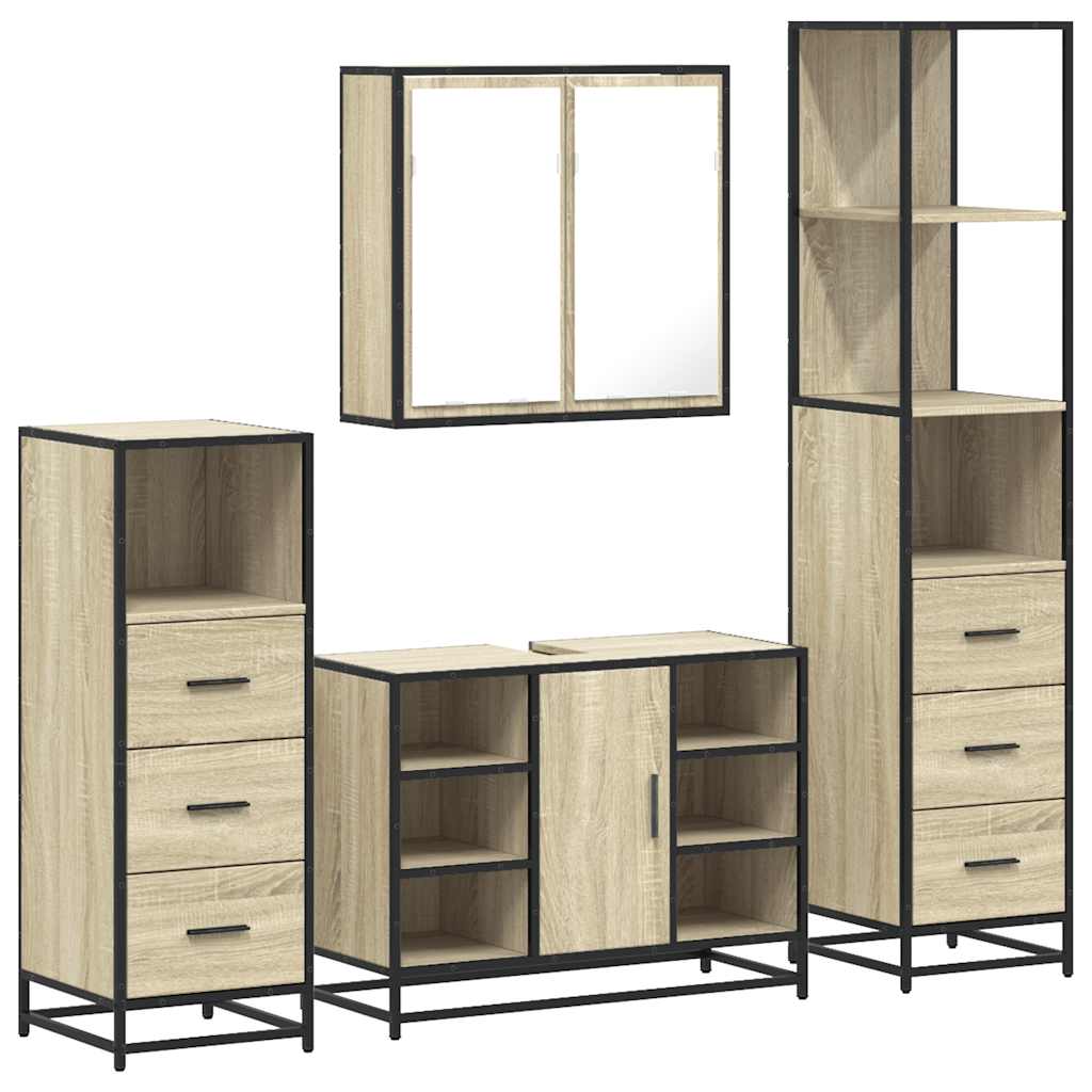 4Â Piece Bathroom Furniture SetÂ Sonoma Oak Engineered Wood