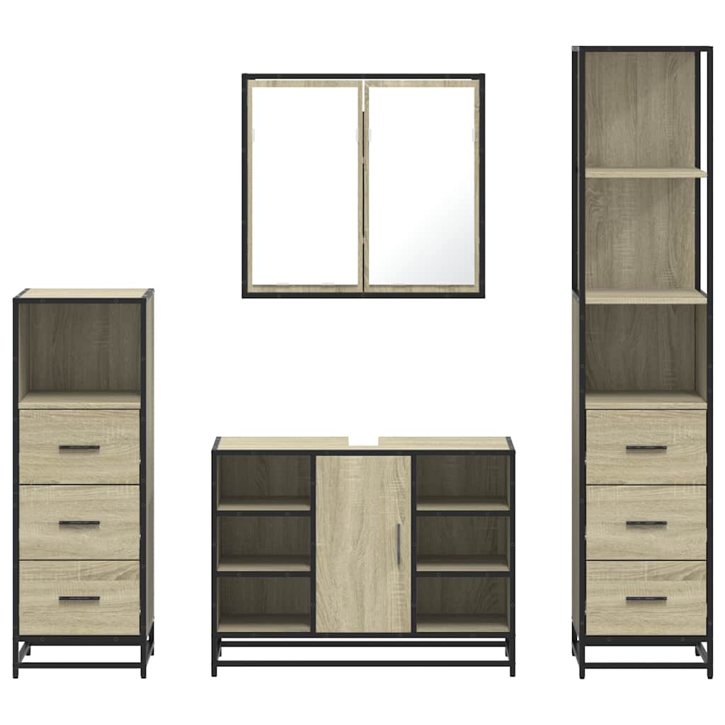 4Â Piece Bathroom Furniture SetÂ Sonoma Oak Engineered Wood