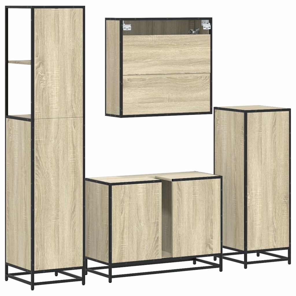 4Â Piece Bathroom Furniture SetÂ Sonoma Oak Engineered Wood
