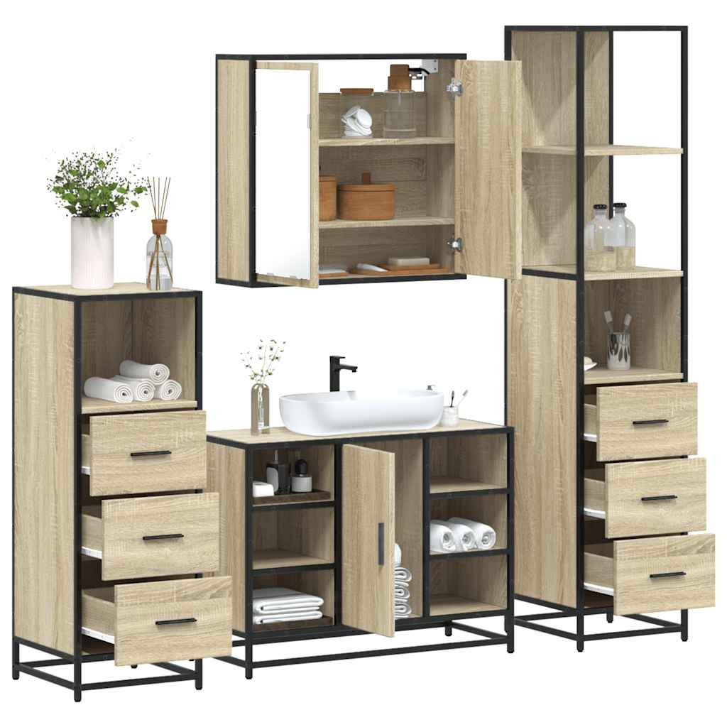 4Â Piece Bathroom Furniture SetÂ Sonoma Oak Engineered Wood