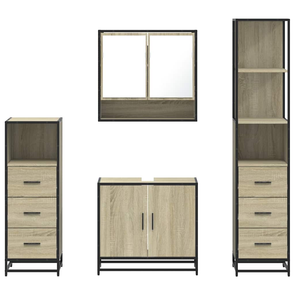 4Â Piece Bathroom Furniture SetÂ Sonoma Oak Engineered Wood