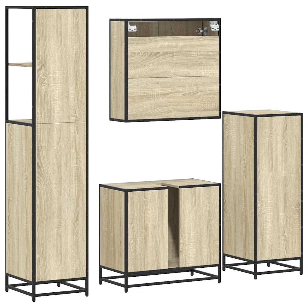 4Â Piece Bathroom Furniture SetÂ Sonoma Oak Engineered Wood