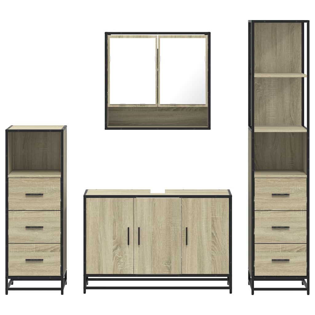 4Â Piece Bathroom Furniture SetÂ Sonoma Oak Engineered Wood