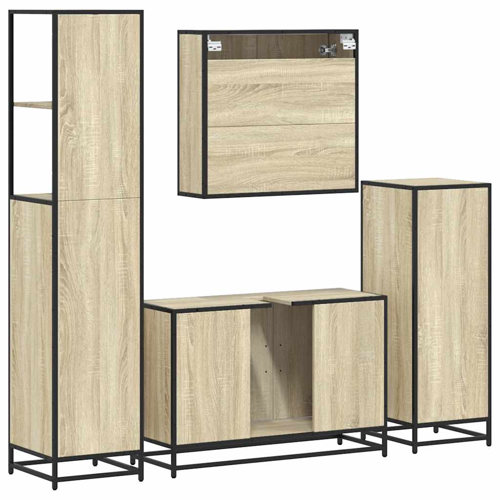 4Â Piece Bathroom Furniture SetÂ Sonoma Oak Engineered Wood