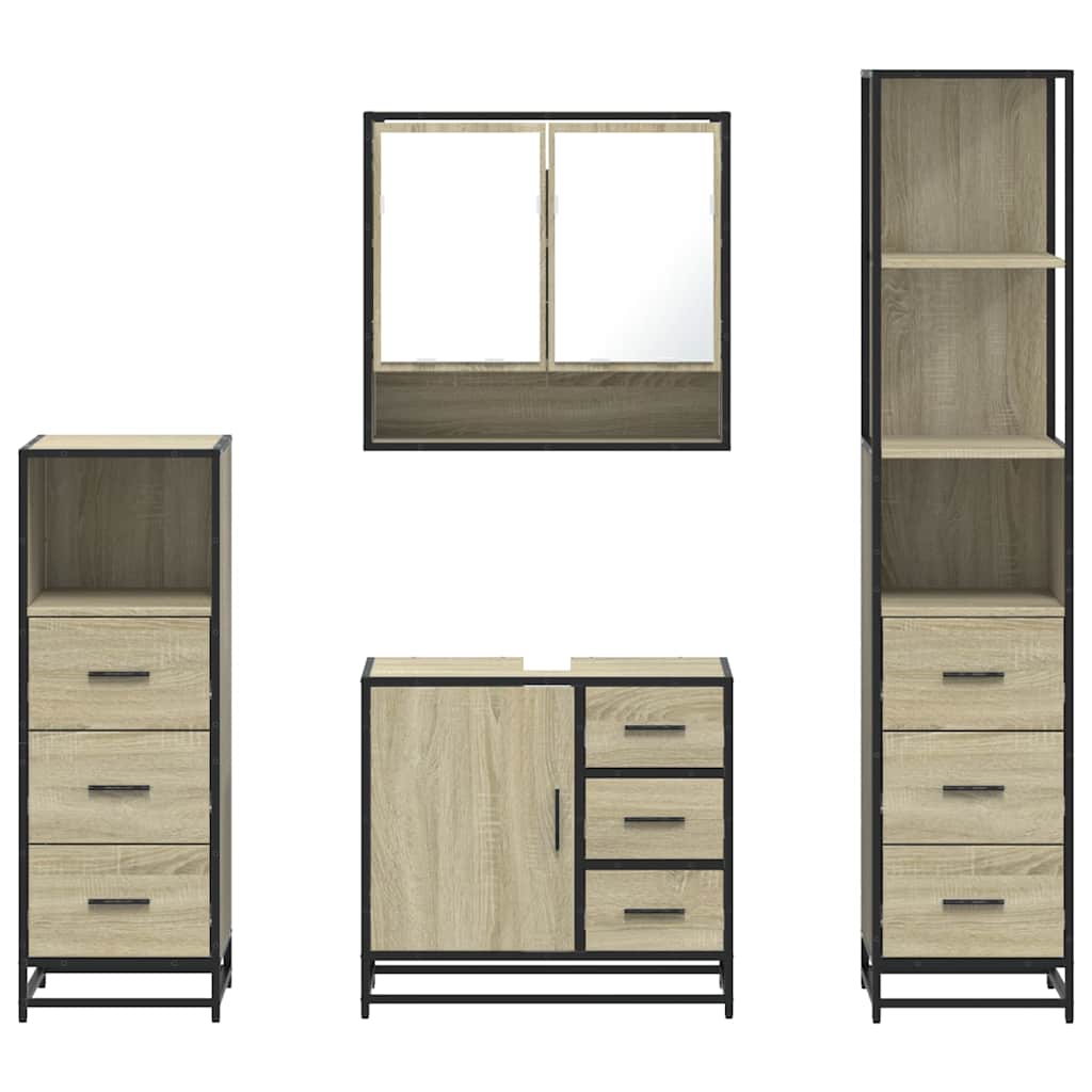 4Â Piece Bathroom Furniture SetÂ Sonoma Oak Engineered Wood