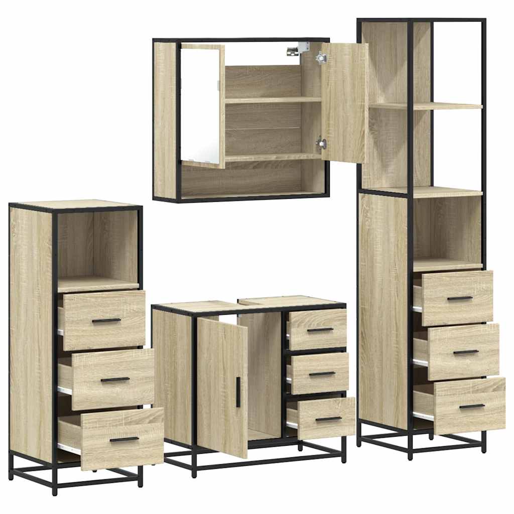 4Â Piece Bathroom Furniture SetÂ Sonoma Oak Engineered Wood