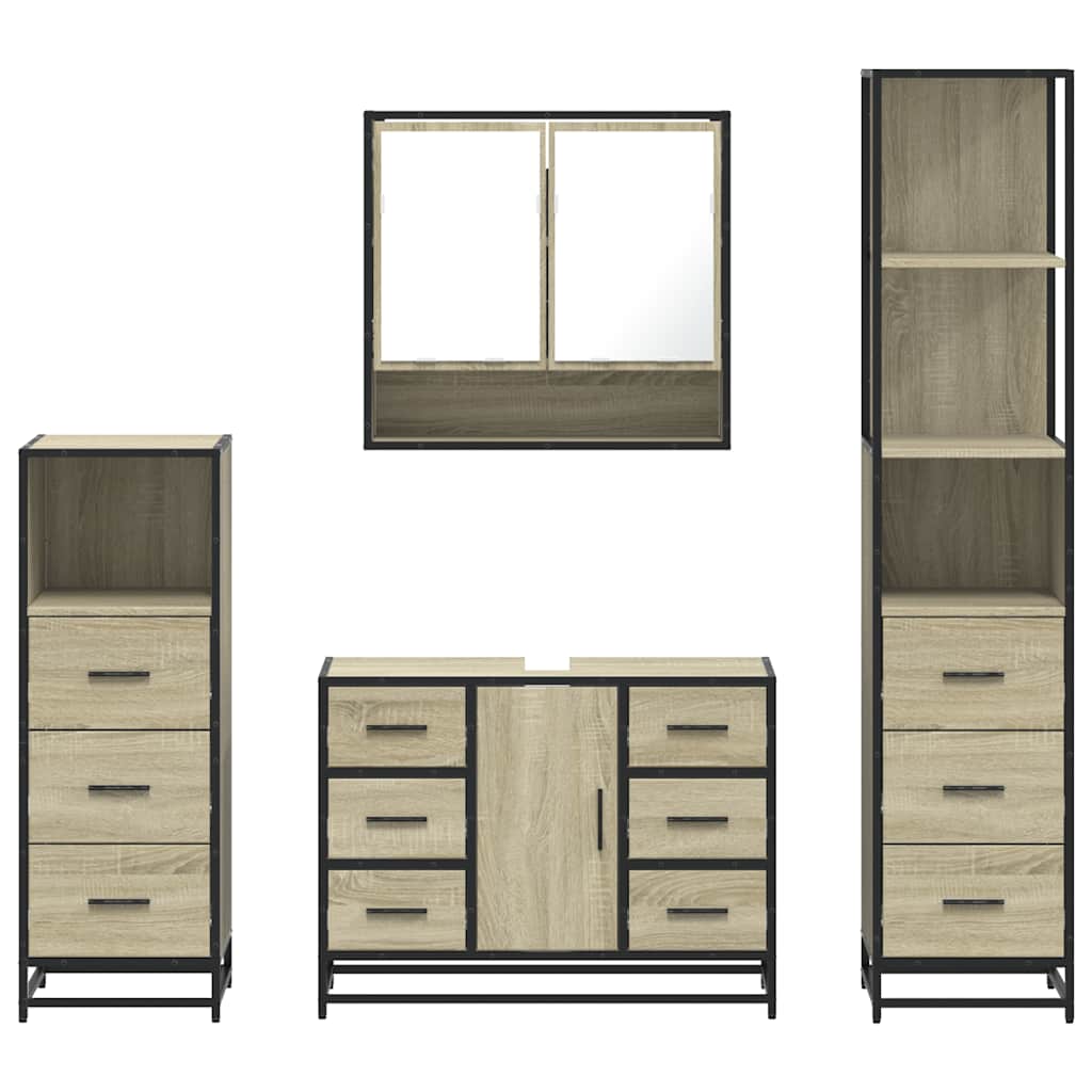 4Â Piece Bathroom Furniture SetÂ Sonoma Oak Engineered Wood