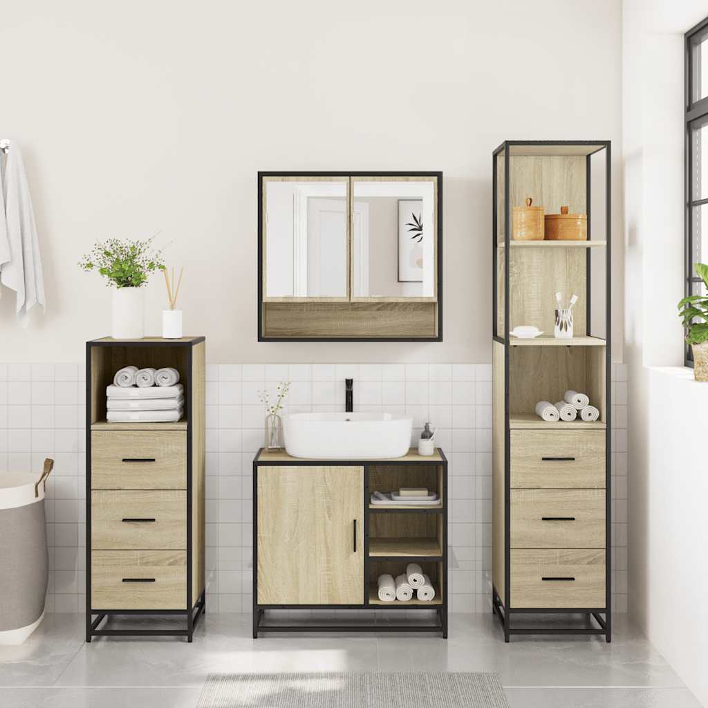 4Â Piece Bathroom Furniture SetÂ Sonoma Oak Engineered Wood