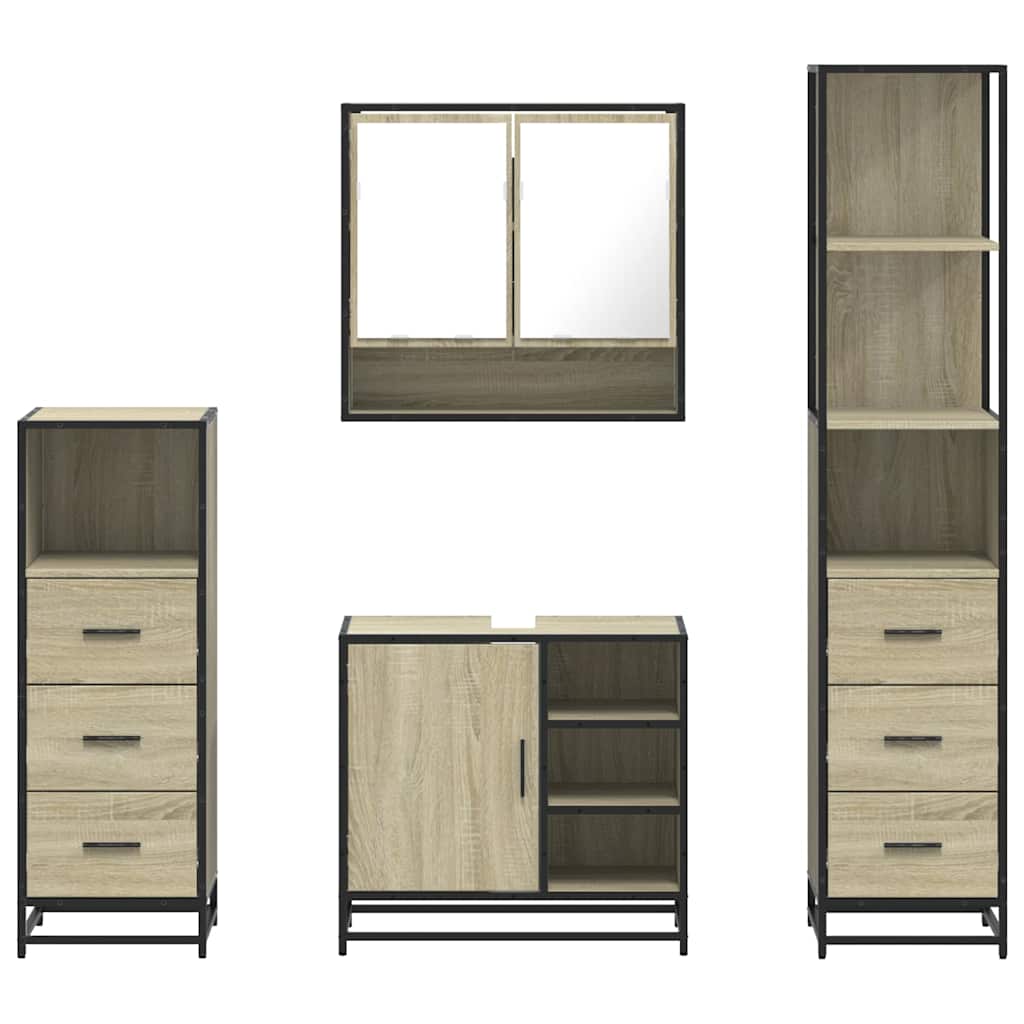 4Â Piece Bathroom Furniture SetÂ Sonoma Oak Engineered Wood