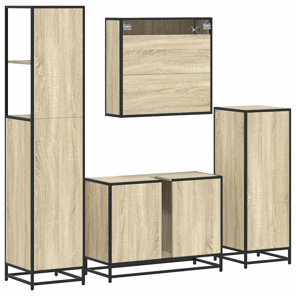 4Â Piece Bathroom Furniture SetÂ Sonoma Oak Engineered Wood
