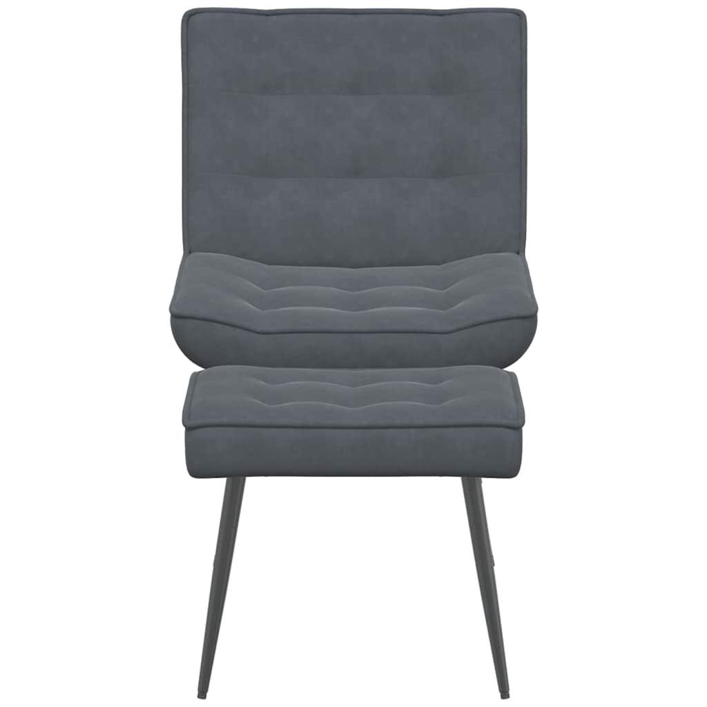Relaxing Chair with Stool Dark Grey Velvet