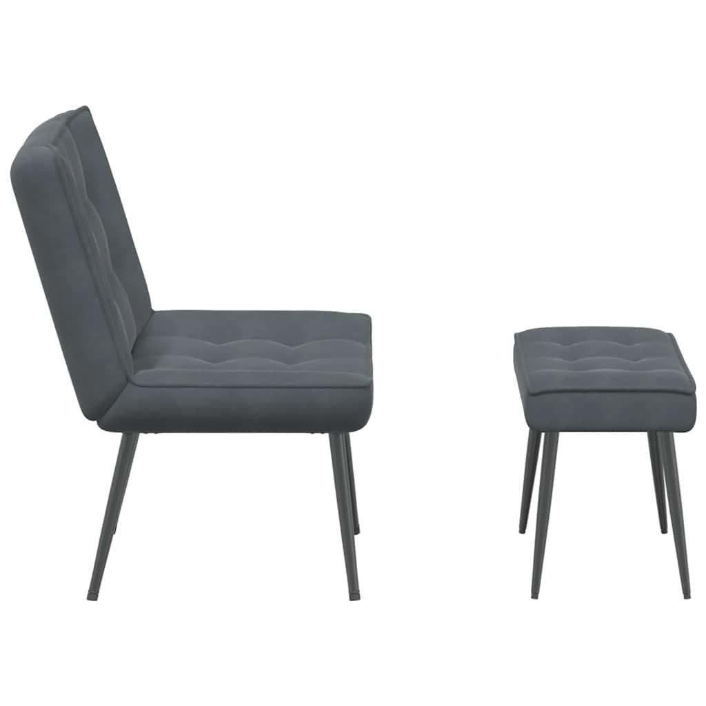 Relaxing Chair with Stool Dark Grey Velvet