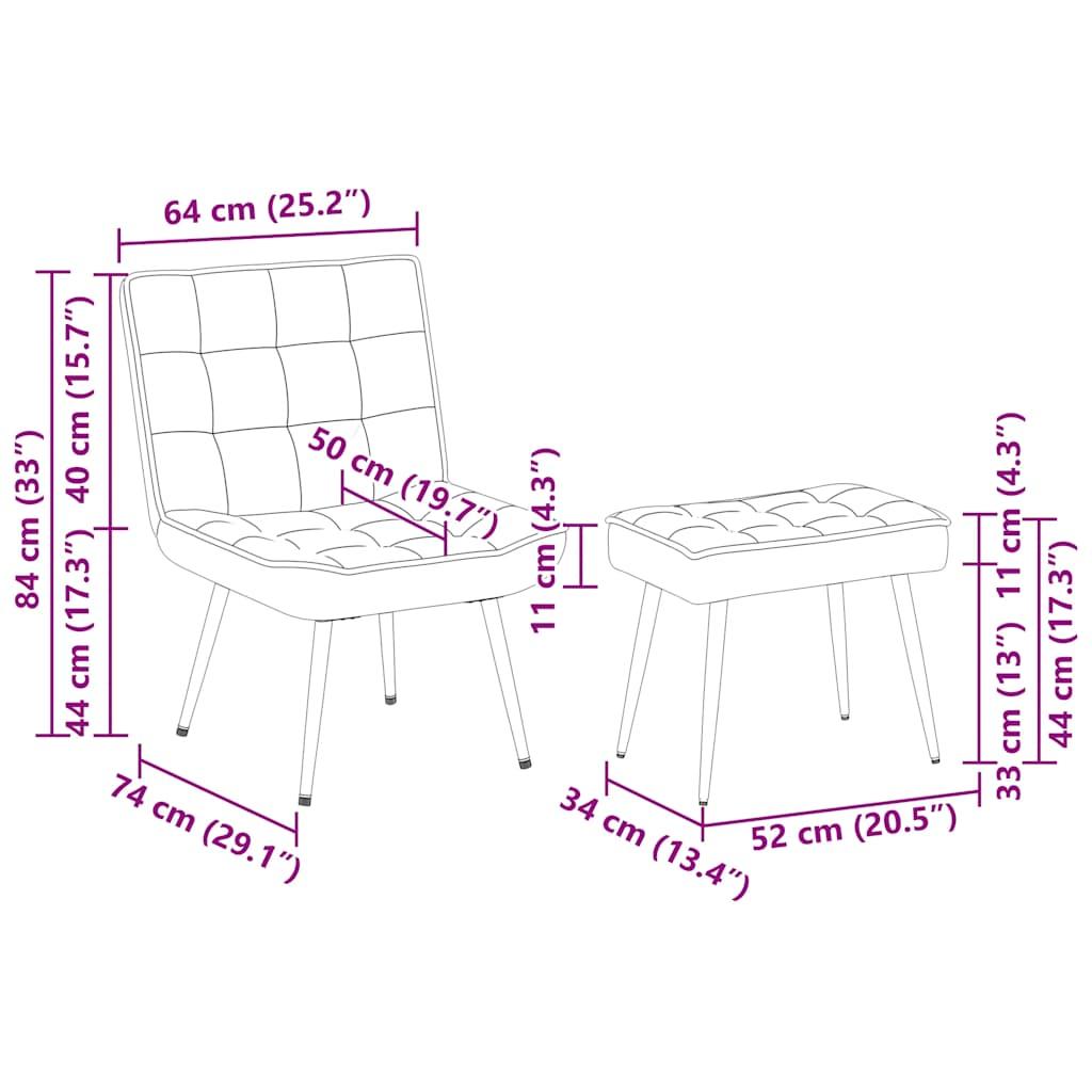 Relaxing Chair with Stool Dark Grey Velvet