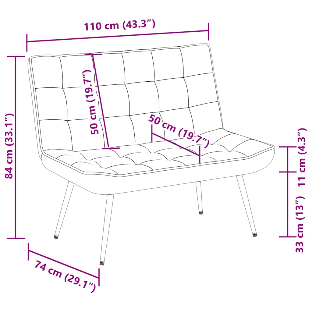 Bench Black 110x74x84 cm Velvet