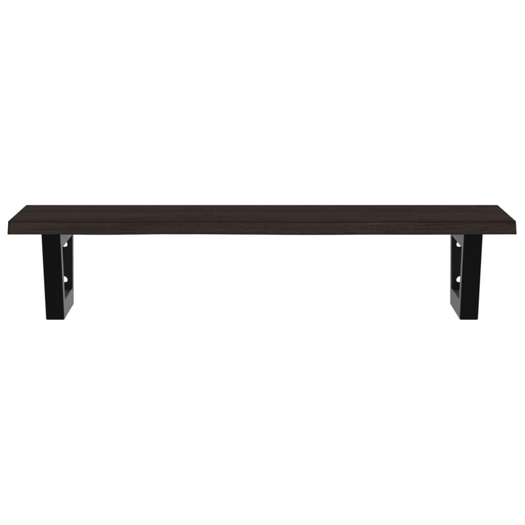 Basin Shelf Wall Mounted Steel and Solid Wood Oak